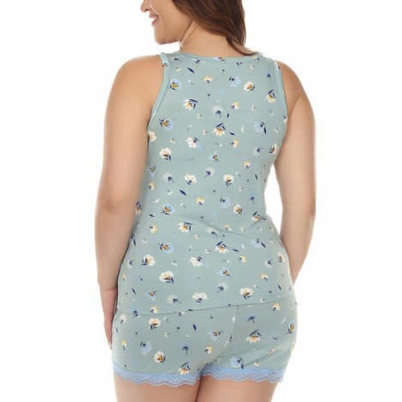 Honeydew 2-piece Tank and Short Pajama Set Women's Soft Green Floral Print NWT - Picture 3 of 3